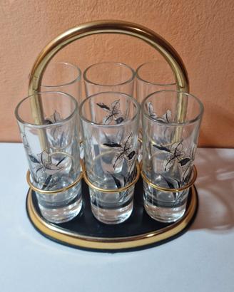 Set servizio da liquore vintage 6 bicchierinicon 