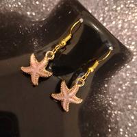 Orecchini pendenti stella marina rosa/dorato