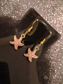 Orecchini pendenti stella marina rosa/dorato