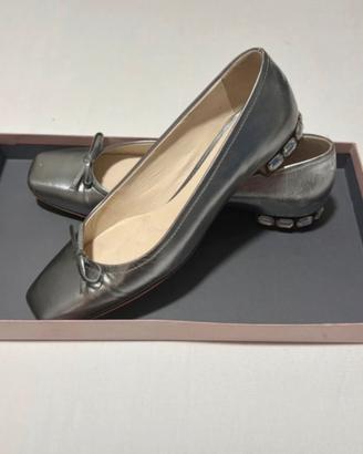 Ballerine MiuMiu in pelle argento 35