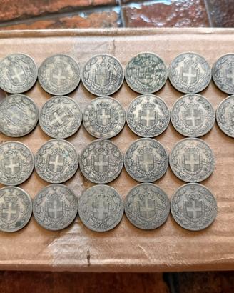 LOTTO 32 MONETE 2 LIRE RE UMBERTO I ARGENTO