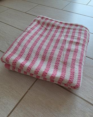 Telo mare pareo bamboo Le Blu a righe bianco rosa