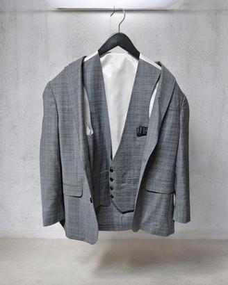 Giacca e Gilet Uomo Grigio a Quadri taglia 48