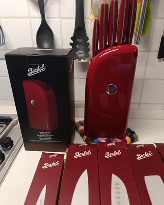 Ceppo Berkel rosso completo di coltelli 