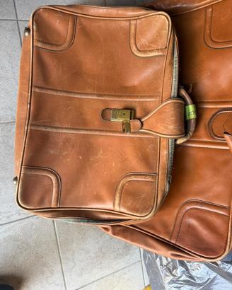 Coppia di valige Vintage in pelle