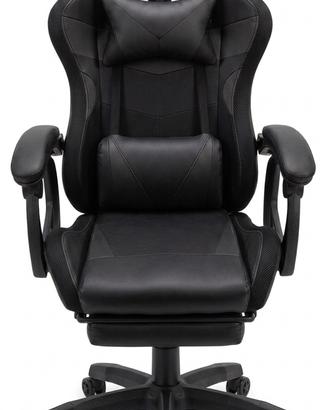 Sedia gaming nera per scrivania pc console