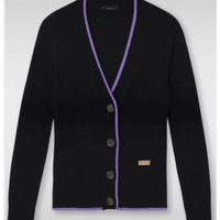 Cardigan Gaudì Nero con profili lilla, taglia S/M