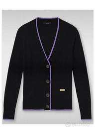 Cardigan Gaudì Nero con profili lilla, taglia S/M