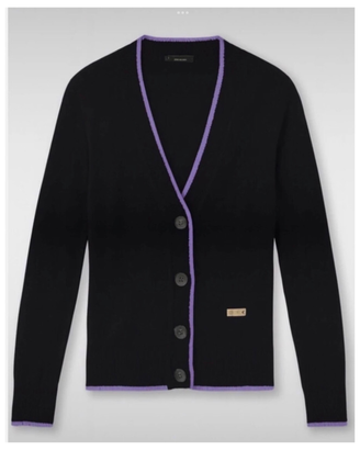 Cardigan Gaudì Nero con profili lilla, taglia S/M