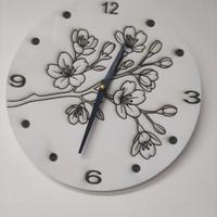 Orologio legno fiori inciso laser 3D
