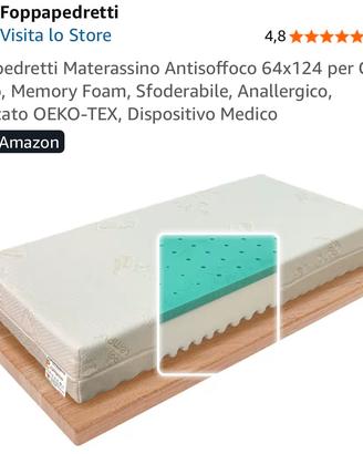 Materasso antisoffoco Foppapedretti lettino 124x64