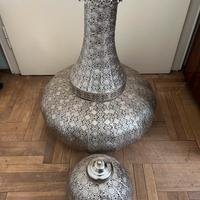 Lampadario  in metallo con finiture argento