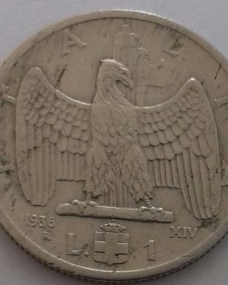 Regno Italia Vittorio Emanuele III 1 lira 1936 R