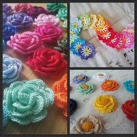 10 fiorellini in cotone vari tipi ad uncinetto