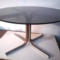 tavolino cromato vetro fumè anni 70