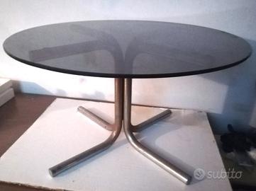 tavolino cromato vetro fumè anni 70