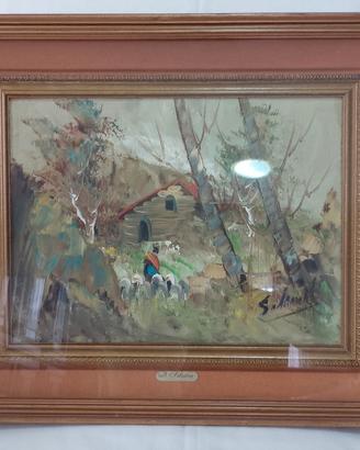D. Salvatore Dipinto olio su tavola quadro XX sec