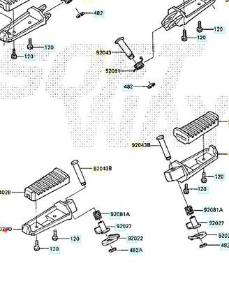 Pedana posteriore Sx Kawasaki GPZ R 600 340281121