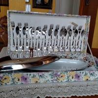 servizio da pesce con vassoio in acciaio inox