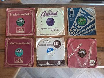 Set 6 vinili 78 giri vintage anni '50 con custodie