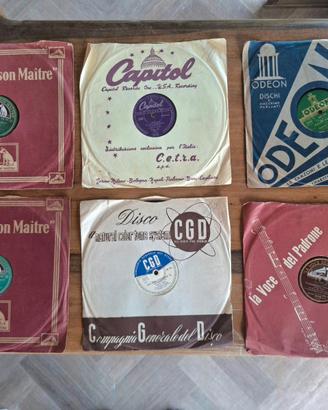 Set 6 vinili 78 giri vintage anni '50 con custodie