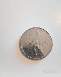 Moneta rara 50 Lire del 1976 Repubblica Italiana.