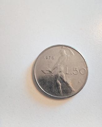 Moneta rara 50 Lire del 1976 Repubblica Italiana.