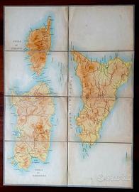 SCHIZZO IPSOMETRICO DELL’ITALIA  "isole" 69x49,5cm