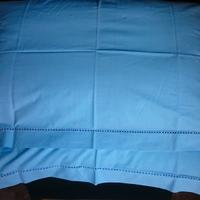 2 federe azzurre per cuscini con orlo ricamato