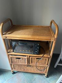 mobile in vimini con cesti