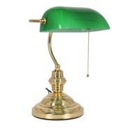 Lampada ministeriale in ottone con vetro verde