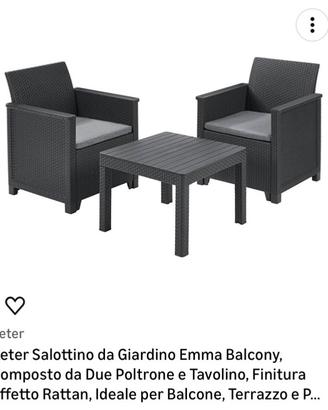 Salottino da giardino, due poltrone e tavolino