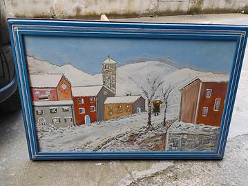 grande quadro con cornice blu