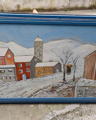 grande quadro con cornice blu