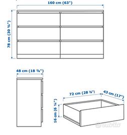 cassettiera Ikea a 6 cassetti 