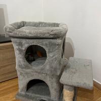 casetta per gatti/ tiragraffi in tessuto grigio