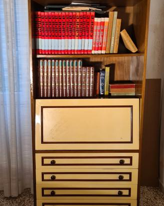 Libreria scrittoio vintage con cassettiera
