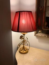 Abat jour ferro battuto oro con rose e foglie