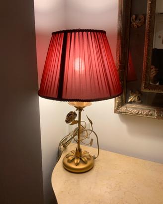 Abat jour ferro battuto oro con rose e foglie