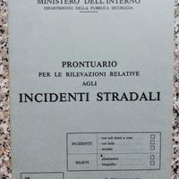 Prontuario incidenti stradali. Anni '80