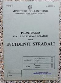 Prontuario incidenti stradali. Anni '80