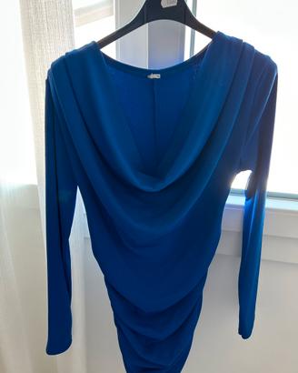 Vestito corto a maniche lunghe blu