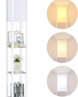Lampada da Terra con Scaffale in Legno, 1.6m