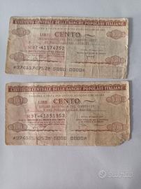 n. 2 carta moneta da lire 100 emesse 1977