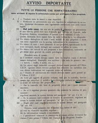 Documento storico originale ca.1942