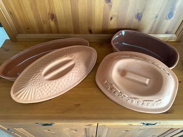 Coppia di tegami artigianali terra cotta
