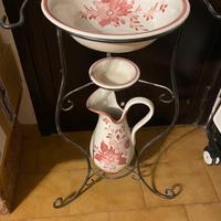 RIBASSATO Lavabo con catini e brocca con supporto