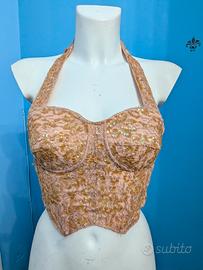 Corpetto Bustier Vintage Rosa con Paillettes