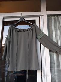 Blusa verde maniche lunghe
