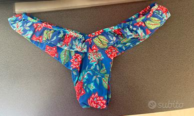 Mutanda costume blu a fiori